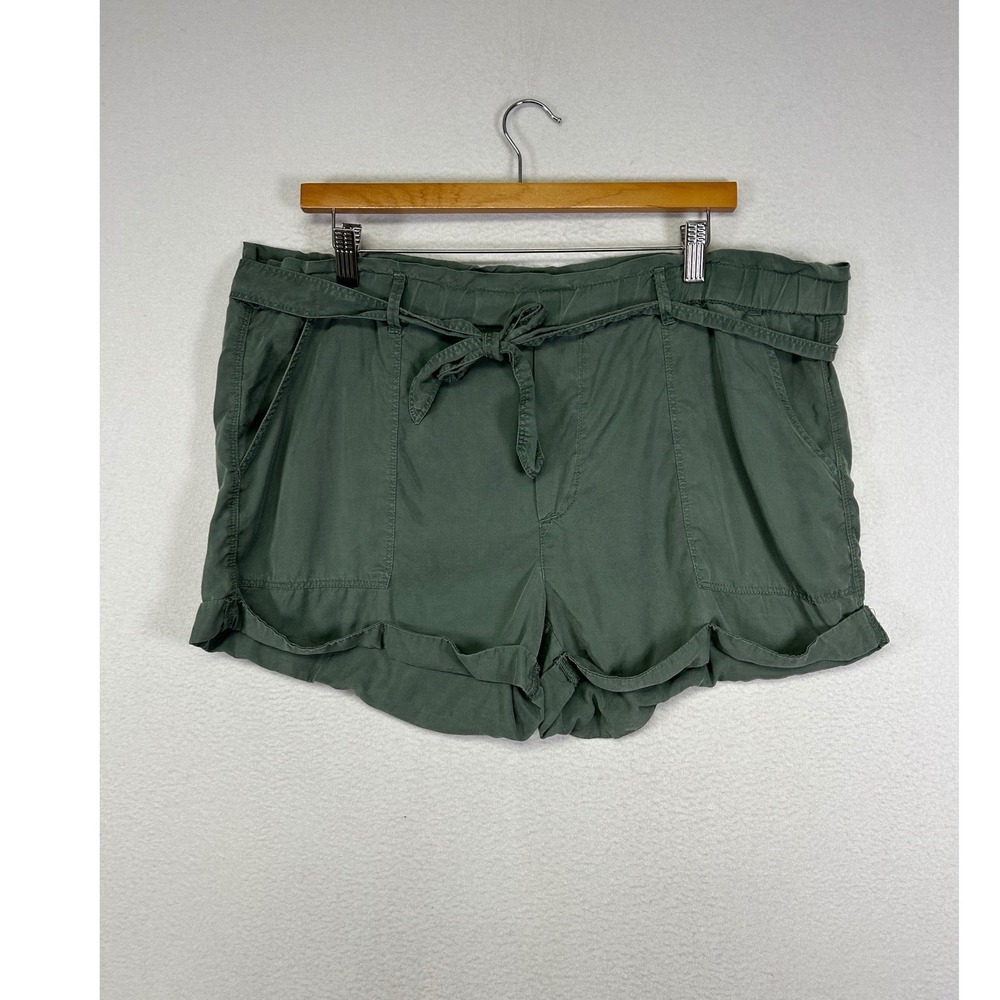 Gorpcore Aerie Womens Large Olive Green Paperbag Waist Utility‎ Tie Shorts